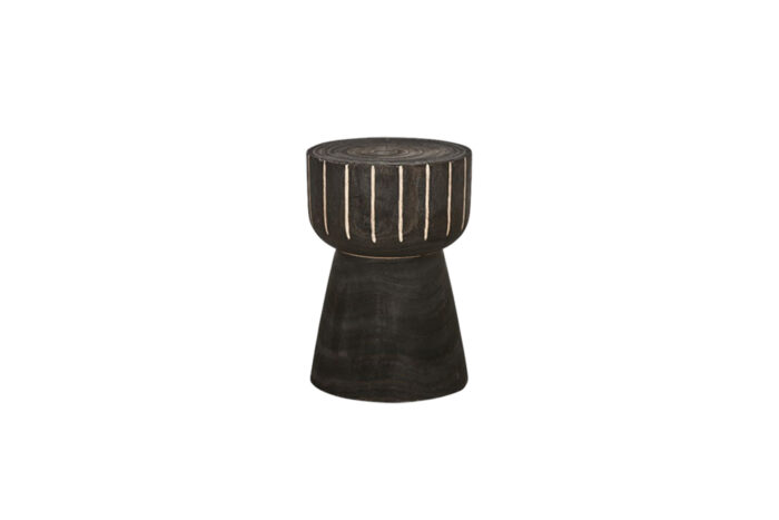 Tiki kruk hout donkerbruin Ø28xH41