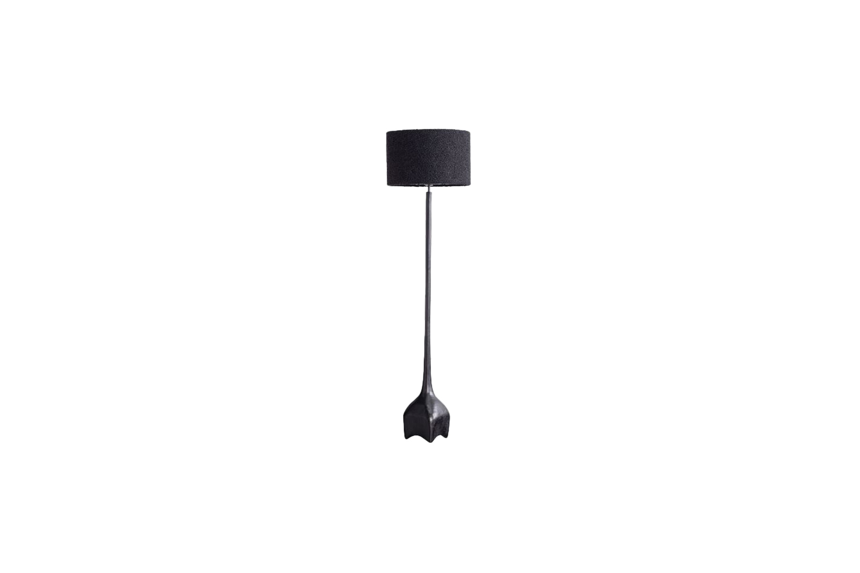 Vloerlamp antiek zwart met teddy lampenkap Ø40xH150