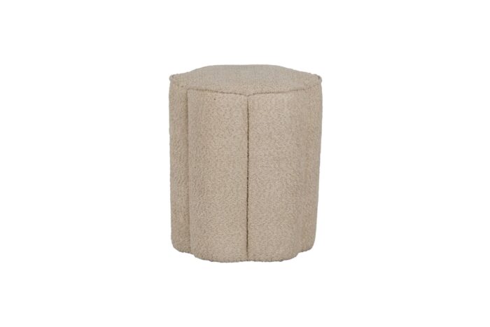 Poef bouclé bloemvorm zand Ø40xH46