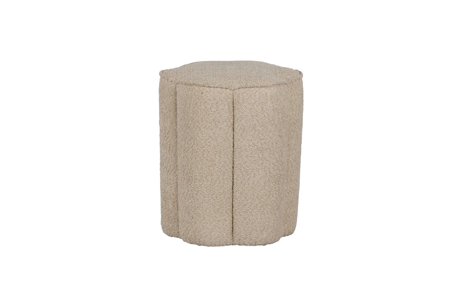Poef bouclé bloemvorm zand Ø40xH46