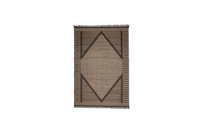 Vloerkleed M | Zwart ruitpatroon met franjes L190xB135