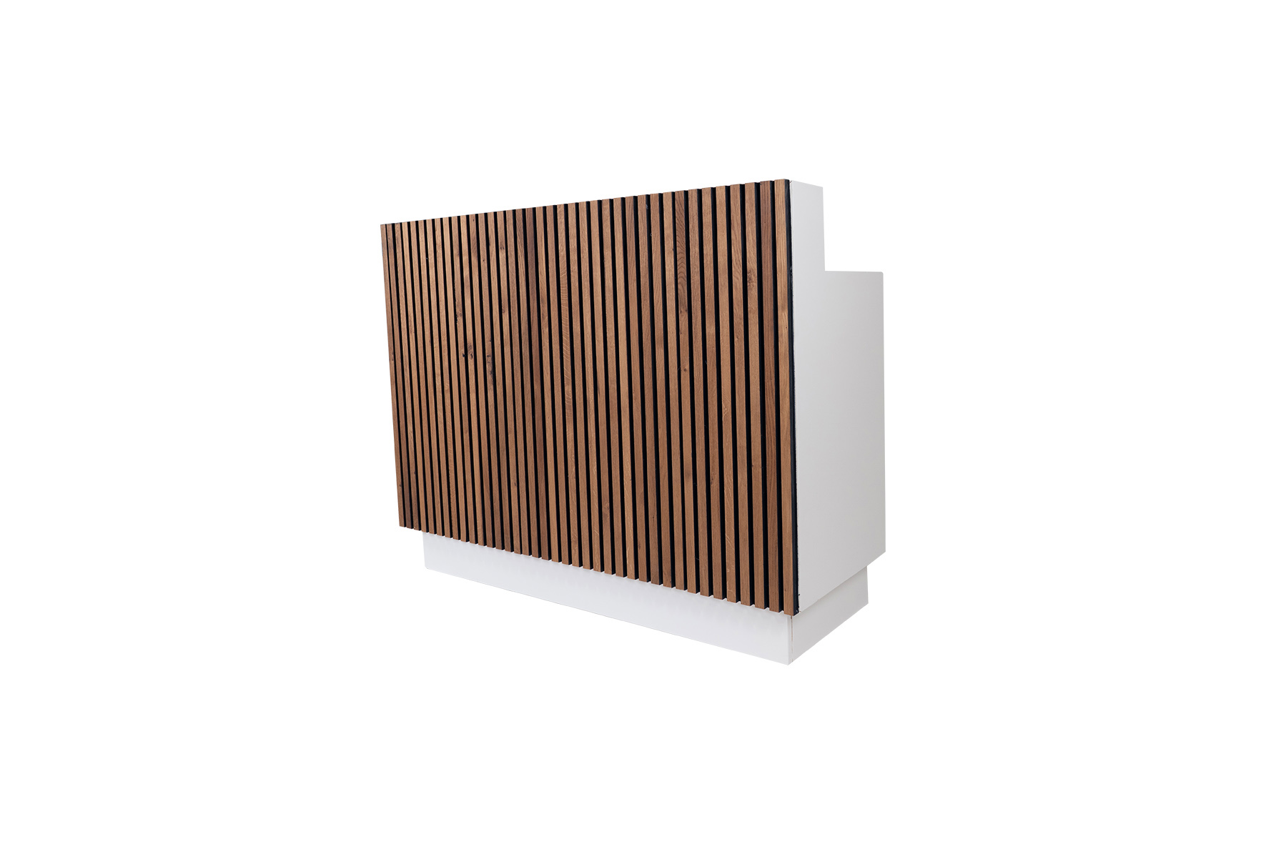 DJ booth met houten latten voorpaneel L150xB60xH110