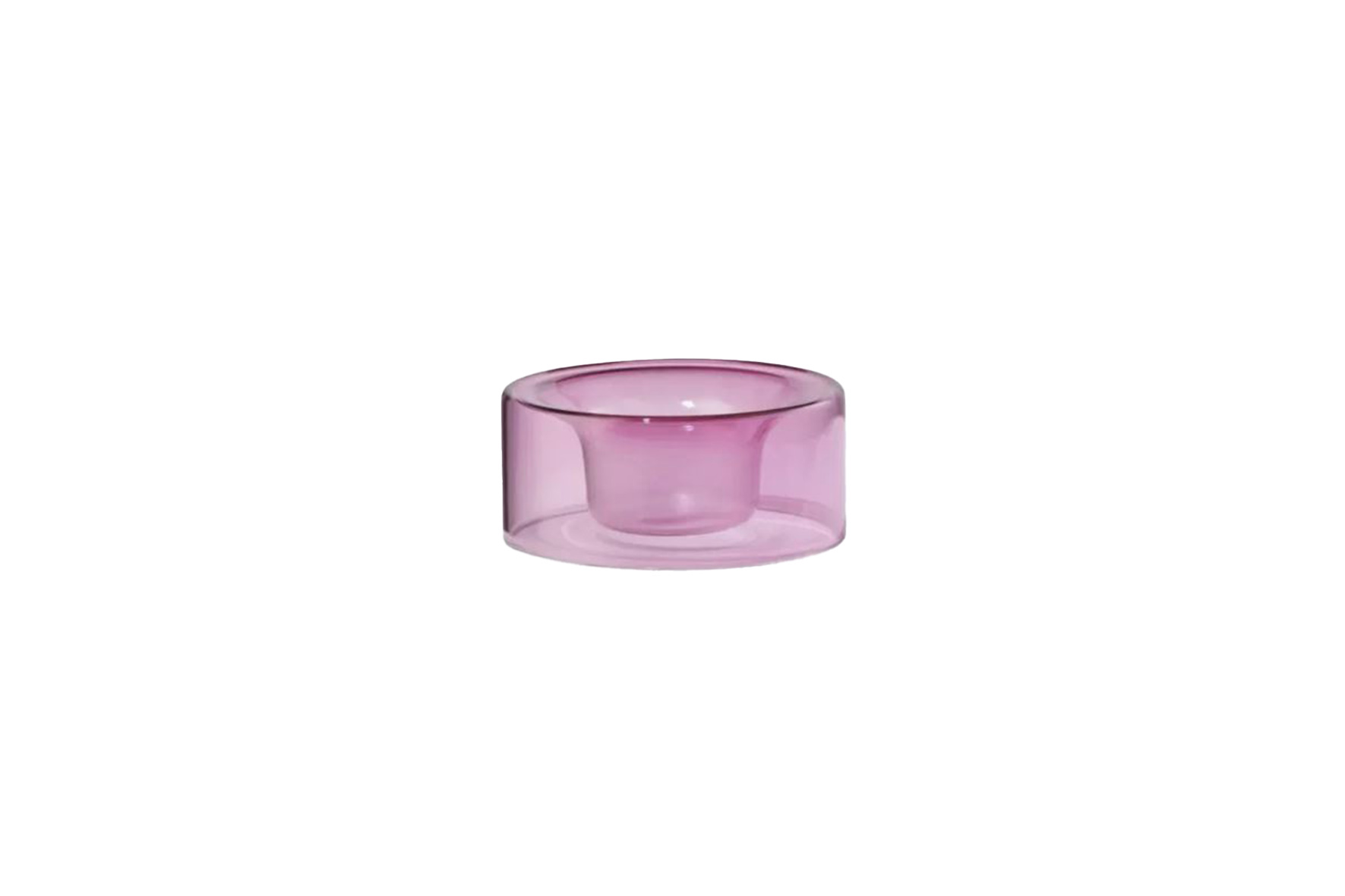 Theelichthouder | Rond roze glas