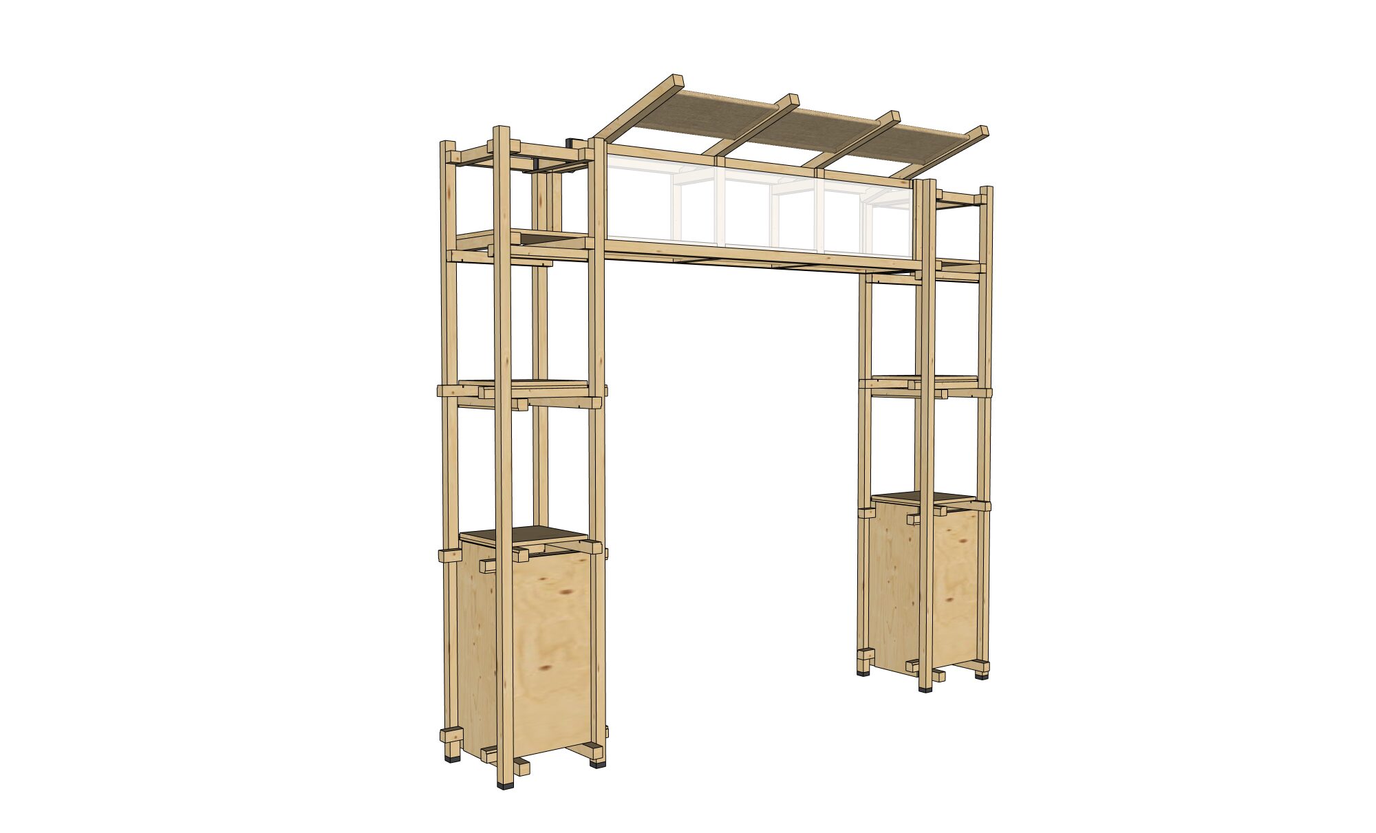 Shape backbar naturel hout groot L292,6xB56xH250 (set)