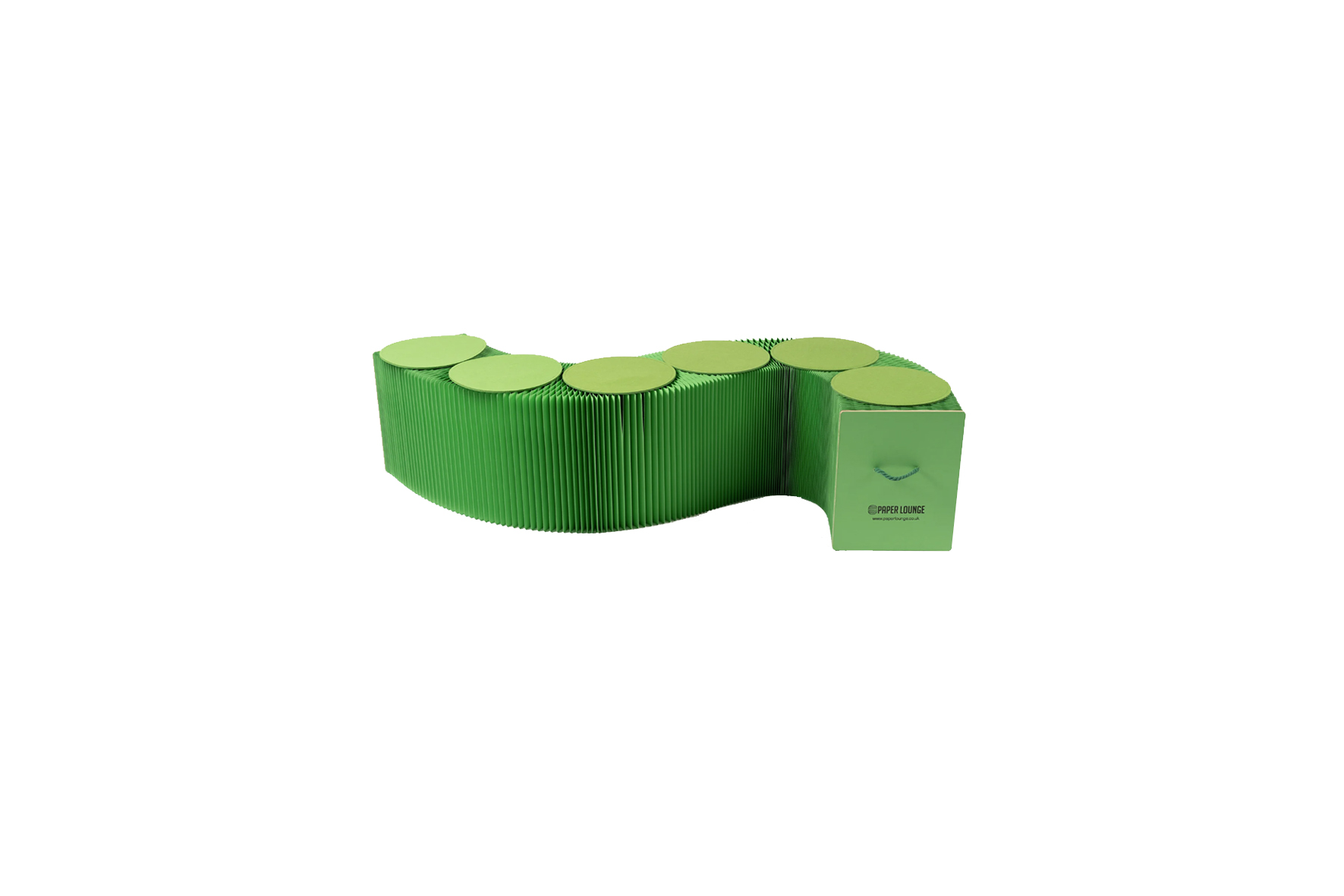 Paper bench groen – 6 personen L300xH38 (set)