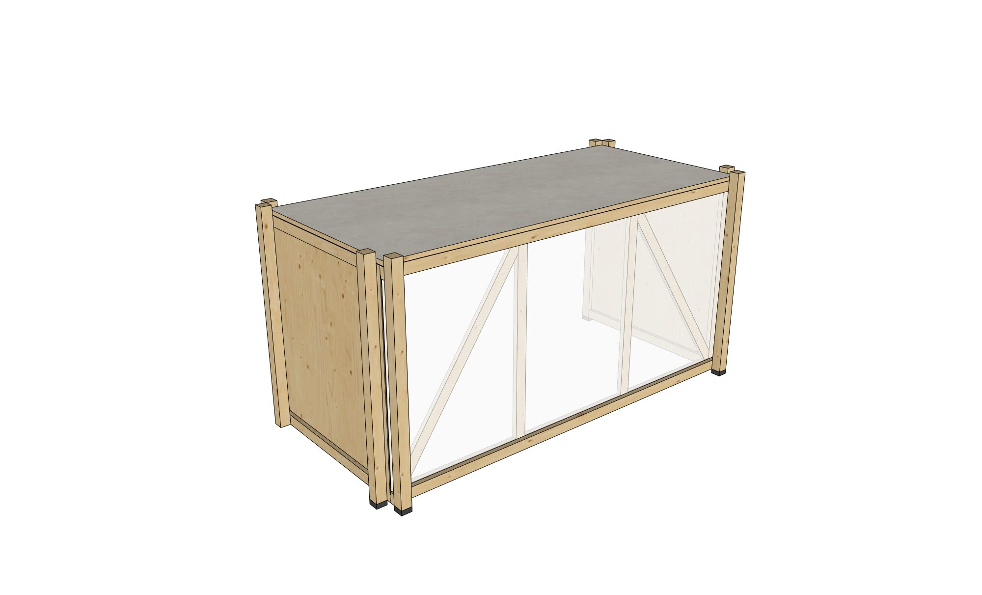 Shape buffet naturel hout met marmer blad L180xB89xH96 (set)