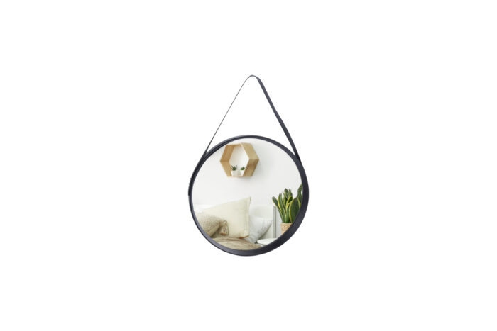Wandspiegel | rond met band en zwart frame ⌀51