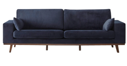 Cosmo Velvet 3-zits bank donkerblauw L236xB85xH86